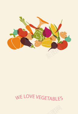 扁平化水彩蔬菜海报背景矢量图背景