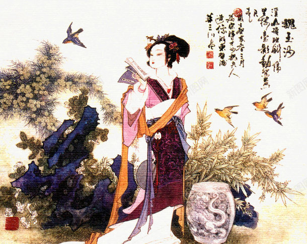 工笔人物画png免抠素材_新图网 https://ixintu.com 中国画 典雅端庄 古代女子 唯美 国画美女 美女 美女肖像画