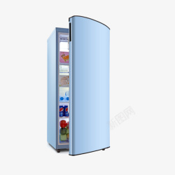 蓝色单门冰箱素材