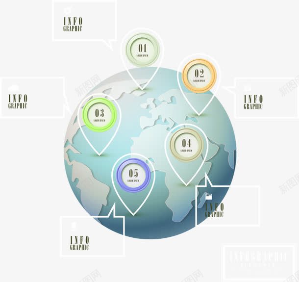 地球定位信息图表png免抠素材_新图网 https://ixintu.com PPT图形 PPT图表 信息图表 商务信息 地球定位