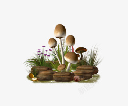 手绘蘑菇图案素材