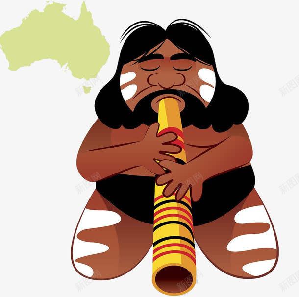 手绘土著人png免抠素材_新图网 https://ixintu.com 卡通土著人 土著人 土著人吹乐器 土著黑人 手绘土著人 澳大利亚土著人
