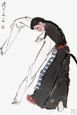 跳舞的藏族姑娘素材