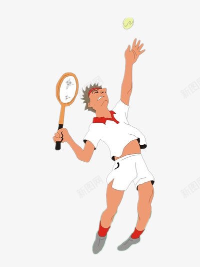 打网球的男孩png免抠素材_新图网 https://ixintu.com 手绘 白色 红色 网球拍