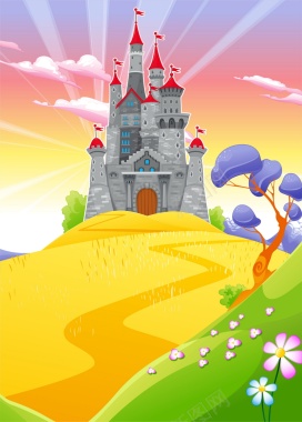 卡通城堡背景矢量图背景