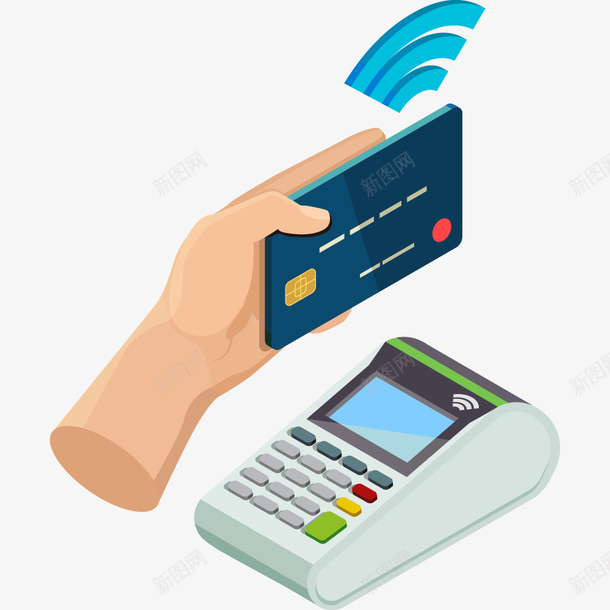 刷卡机简图png免抠素材_新图网 https://ixintu.com 刷卡机 卡通 手 手绘 白色 红色 蓝色 银行卡