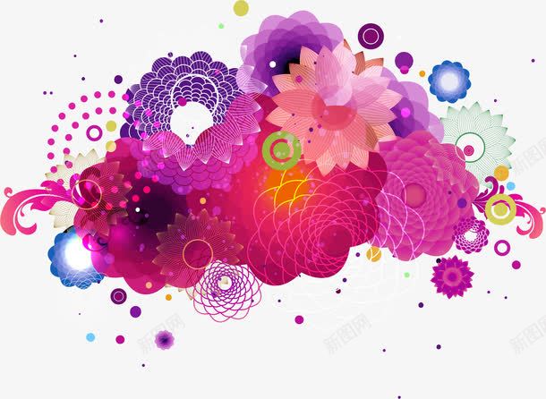 粉紫色手绘花纹装饰png免抠素材_新图网 https://ixintu.com 紫色 花纹 装饰