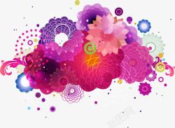 粉紫色手绘花纹装饰素材