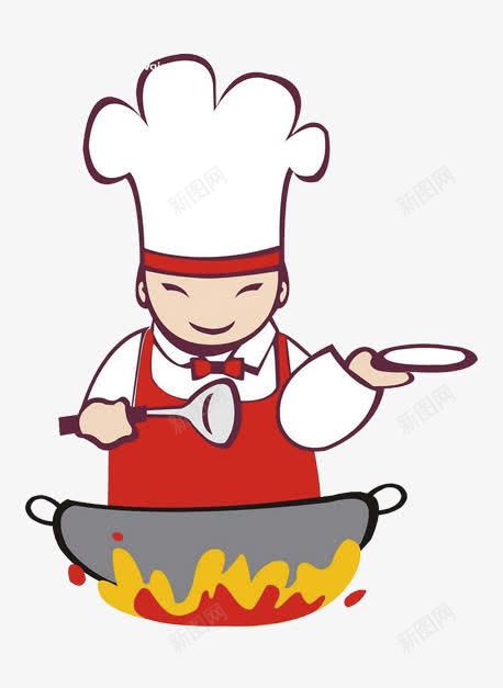 炒菜的厨师png免抠素材_新图网 https://ixintu.com 人物 卡通人物 卡通厨师 厨师 白色 红色