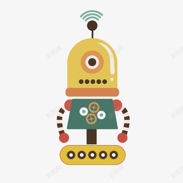 黄色雷达机器人png免抠素材_新图网 https://ixintu.com 可爱卡通机器人 机器人 矢量机器人