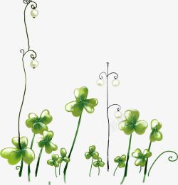 创意合成手绘绿色的植物效果草木花卉素材