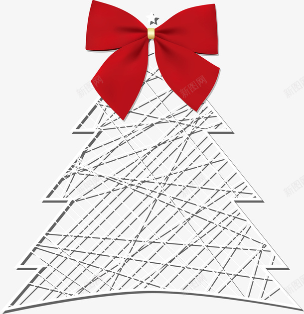 圣诞节抽象圣诞树png免抠素材_新图网 https://ixintu.com 创意圣诞树 喜庆 圣诞节 抽象圣诞树 文艺风 红色蝴蝶结