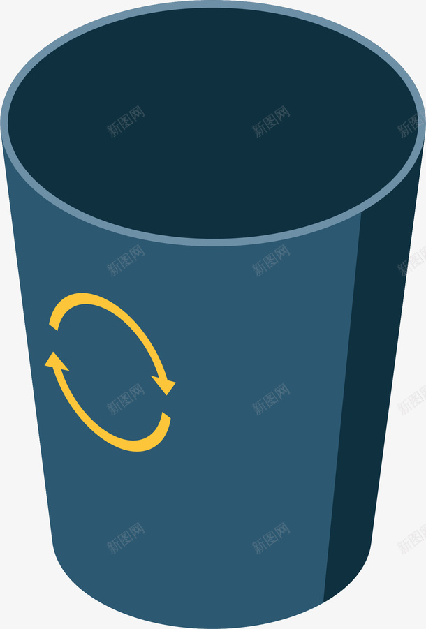蓝色微立体垃圾桶png免抠素材_新图网 https://ixintu.com 卡通 垃圾桶 微立体 蓝色 装饰图案