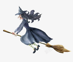 拿着扫帚的巫婆手绘巫婆高清图片
