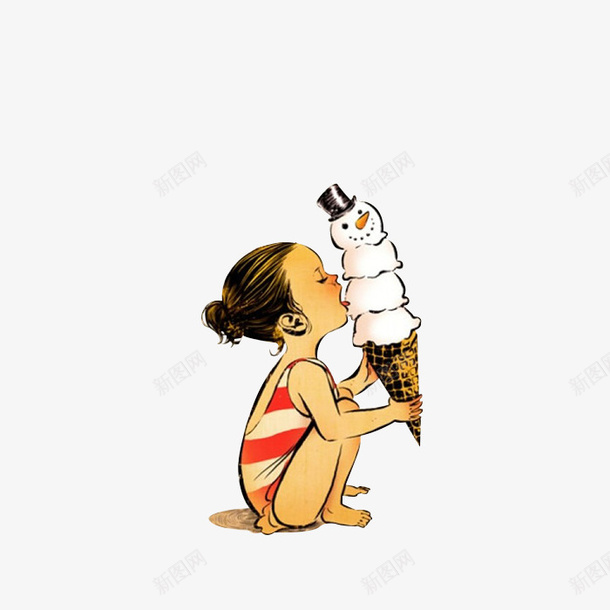 吃冰淇淋的女孩png免抠素材_新图网 https://ixintu.com png图形 png装饰 冰淇淋 女孩 装饰