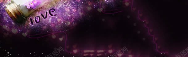 爱情紫色唯美背景banner背景