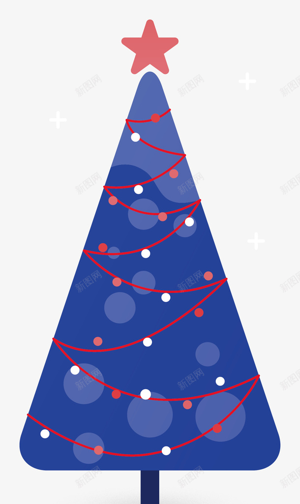 蓝色圣诞树png免抠素材_新图网 https://ixintu.com 五角星 圣诞树 圣诞节 节日装饰 蓝色