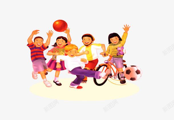 打球的孩子png免抠素材_新图网 https://ixintu.com 人物 卡通 孩子 打球 装饰图案 骑自行车