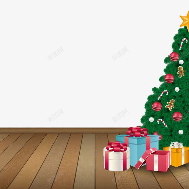 家里的圣诞树png免抠素材_新图网 https://ixintu.com 地板 礼物 高清
