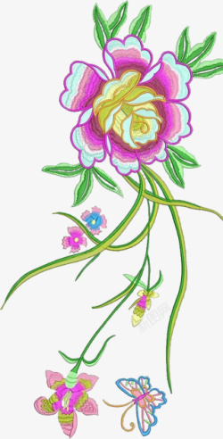 紫色手绘布艺装饰花卉图案素材