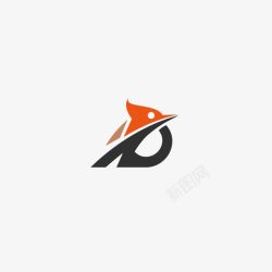 啄木鸟简笔画桔色啄木鸟商标logo图标高清图片