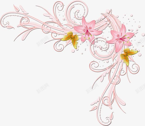 手绘粉色花卉壁纸背景png免抠素材_新图网 https://ixintu.com 壁纸 粉色 背景 花卉