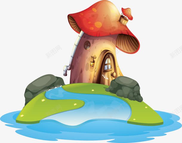 野外河边蘑菇小屋png免抠素材_新图网 https://ixintu.com 河边 河边小屋 矢量png 蘑菇 蘑菇小屋 野外小屋