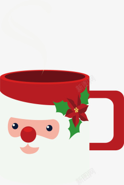 圣诞咖啡杯卡通圣诞老人咖啡杯矢量图高清图片