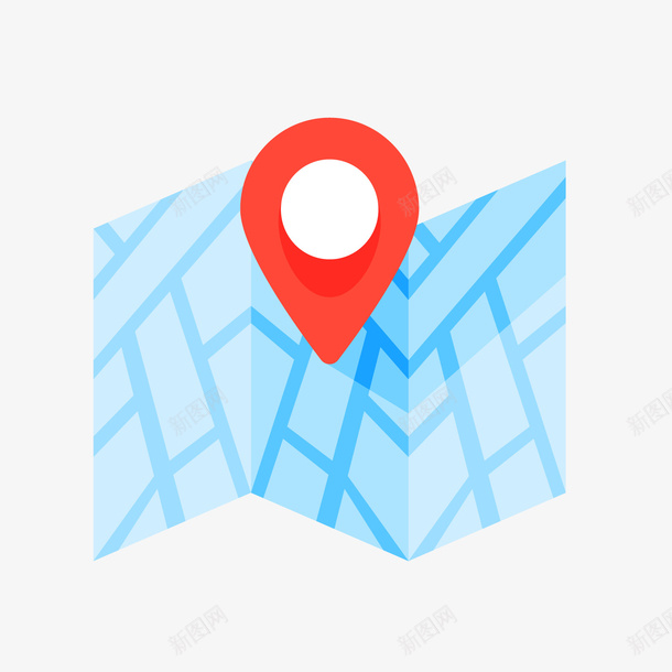 蓝色地图红色定位标签png免抠素材_新图网 https://ixintu.com 卡通地图 卡通定位 红色定位 背景装饰 蓝色地图