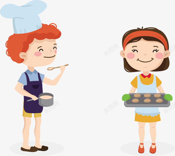 两个厨师矢量图eps免抠素材_新图网 https://ixintu.com 儿童厨师 厨师 厨师PNG 孩子 矢量厨师 矢量图