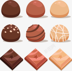 松露巧克力美味盒装不同巧克力矢量图高清图片
