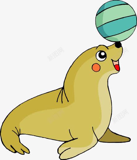 萌萌海狮png免抠素材_新图网 https://ixintu.com 卡通 可爱 海狮 海狮表演 顶球