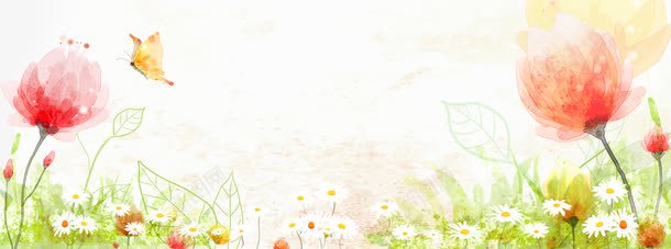 水墨花唯美清新背景bannerpng免抠素材_新图网 https://ixintu.com banner psd 唯美 树叶 水墨花 水墨花唯美清新背景免费下载 清新 白色 背景 花丛 蝴蝶