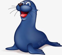 卡通海狮素材蓝色海狮高清图片