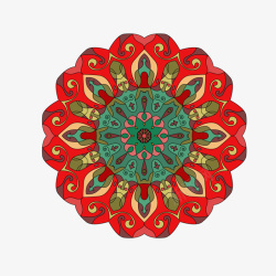 红色复古圆形花纹素材