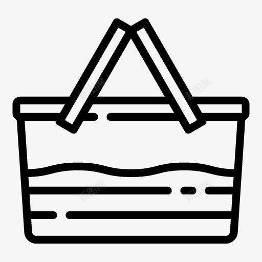 简笔浴篮图标png_新图网 https://ixintu.com 一个 卡通 手绘 浴篮 简笔 篮子 线条 黑色