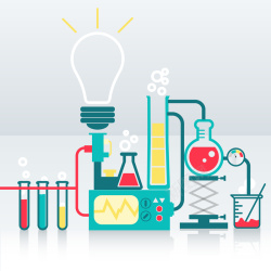 化学海报手绘化学器具电灯背景矢量图高清图片