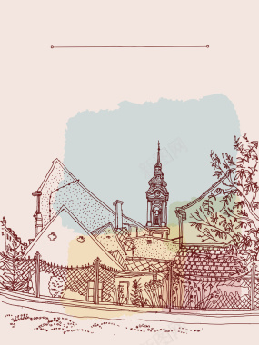 奥地利旅游复古风海报背景材料矢量图背景