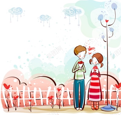 卡通情人节海报矢量图背景