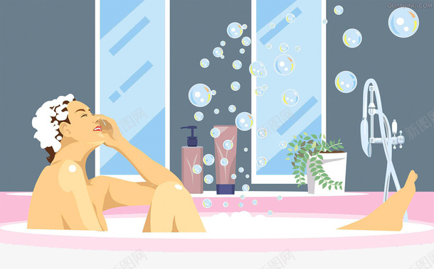 浴缸泡泡浴psd免抠素材_新图网 https://ixintu.com 泡泡浴 洗澡 浴室场景 浴室女孩 浴缸 趴在浴缸边