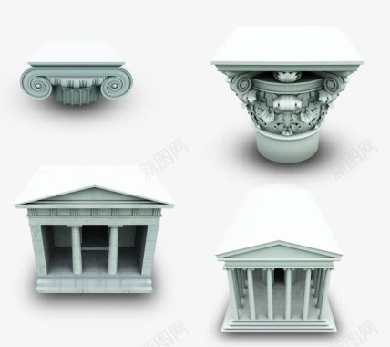 希腊柱式建筑图标背景