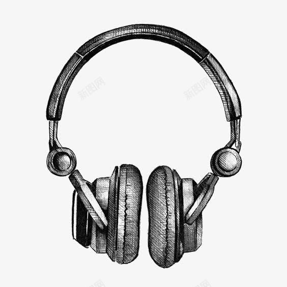 素描耳机png免抠素材_新图网 https://ixintu.com HIFI耳机 头戴式耳机 手绘耳机 耳机免扣元素 耳机装饰
