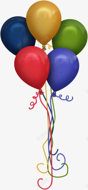 2017彩色气球png免抠素材_新图网 https://ixintu.com 五个气球 气球 红色气球 绿色气球 蓝色气球 黄色气球