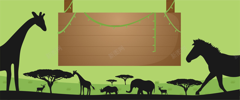 绿色动物园主题背景矢量图背景