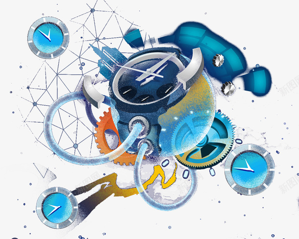 创意齿轮时钟图案png免抠素材_新图网 https://ixintu.com 创意图案 创意齿轮 时钟图案