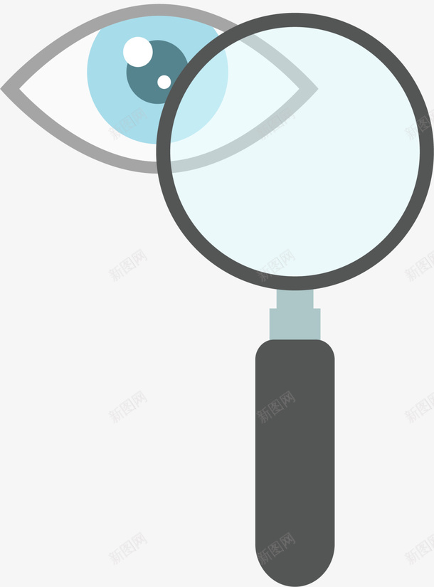 蓝色扁平放大镜眼睛png免抠素材_新图网 https://ixintu.com 保护眼睛 全球爱眼日 放大镜 眼睛 视力 视力检查
