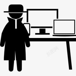 黑客犯罪犯罪与被盗电脑的图标高清图片