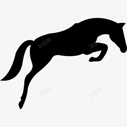 黑跳马的脸在地上图标png_新图网 https://ixintu.com 动物 形状 跳跃 轮廓 马 黑色