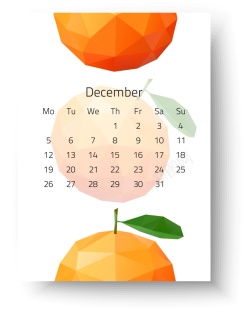 水果时间日历2017年12月挂历日期时间水果矢量图高清图片