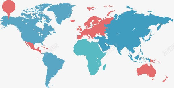 世界地图png免抠素材_新图网 https://ixintu.com 世界地图 世界地图轮廓 红色 蓝色